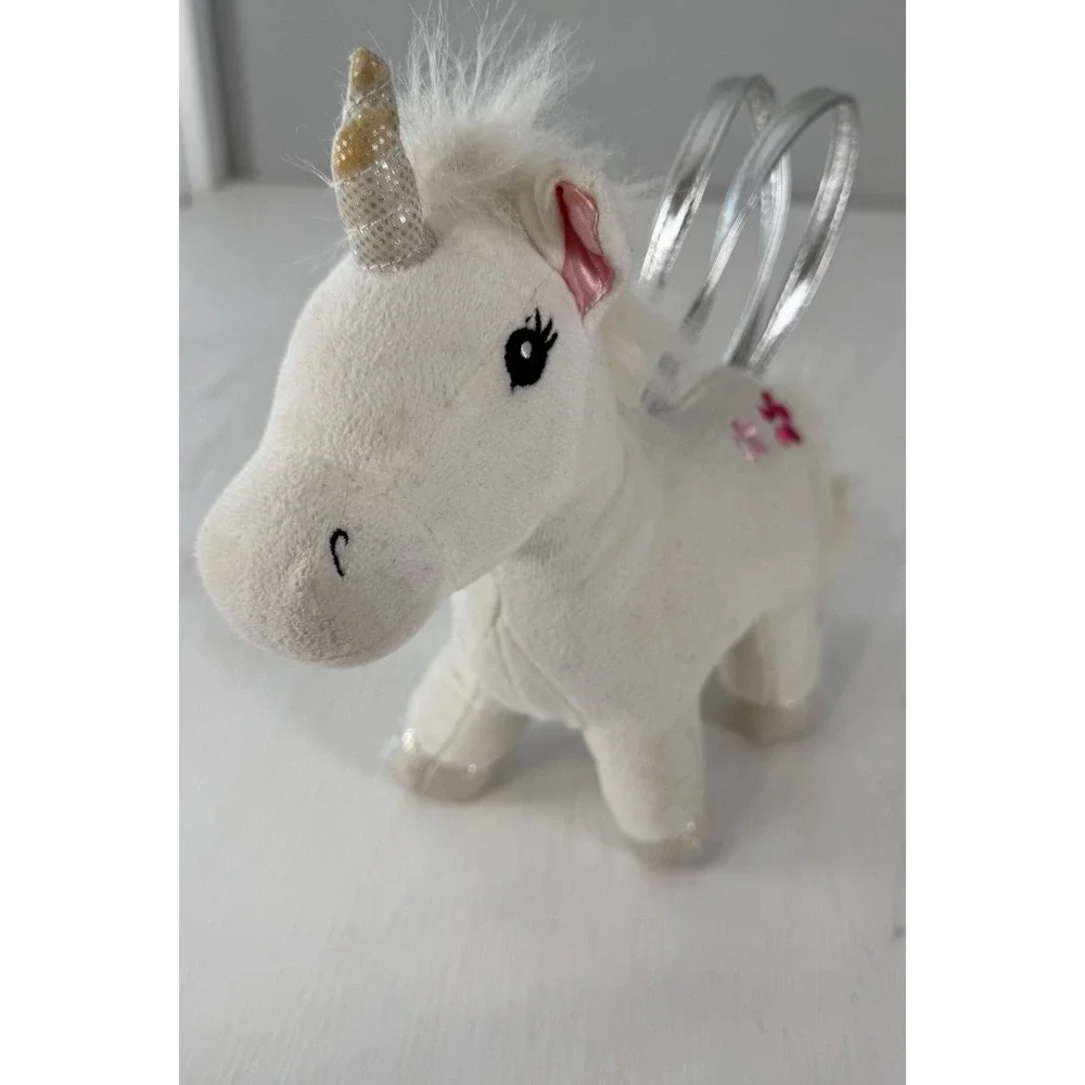 Gymboree UNICORN plush Purse Bag 2010 RARE Embroidered Flower Sliver Paws